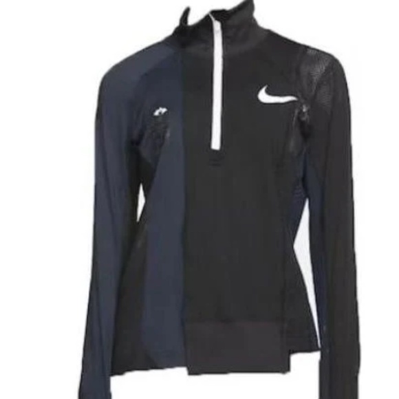 Nike x Sacai Women's Half Zip Running Jacket Black/Dark Obsidian - Picture 1 of 7